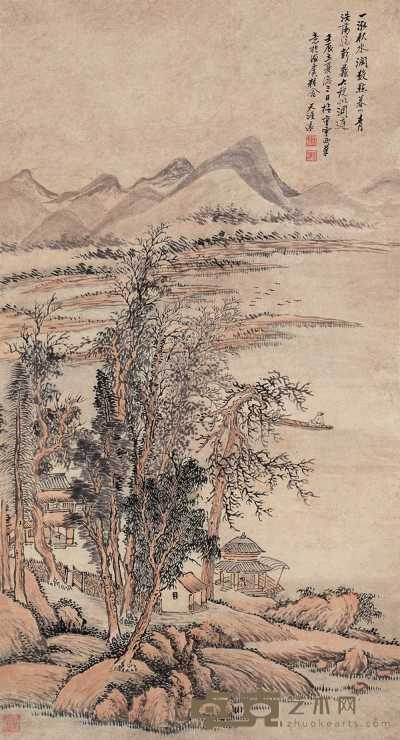 蔡远 壬辰（1712年）作 洞庭晓色图 立轴 85×47cm